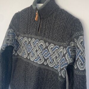Aran Crafts Gray Sweater 100% Wool Small